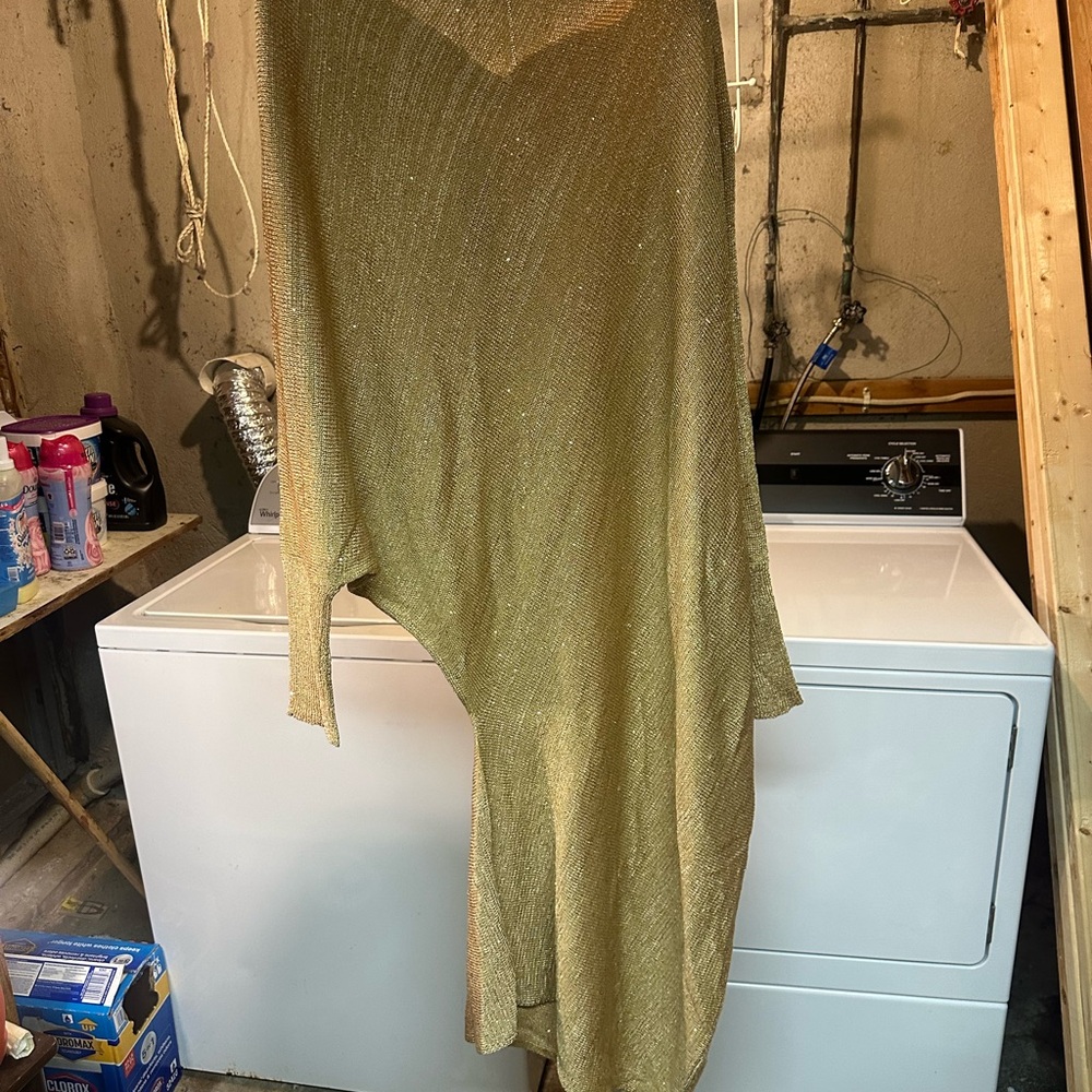 Elegant Gold Asymmetrical Dress